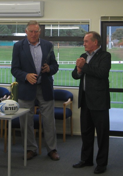 All Black of the century Sir Colin "Pinetree" Meads and Taupo Mayor Rick Cooper